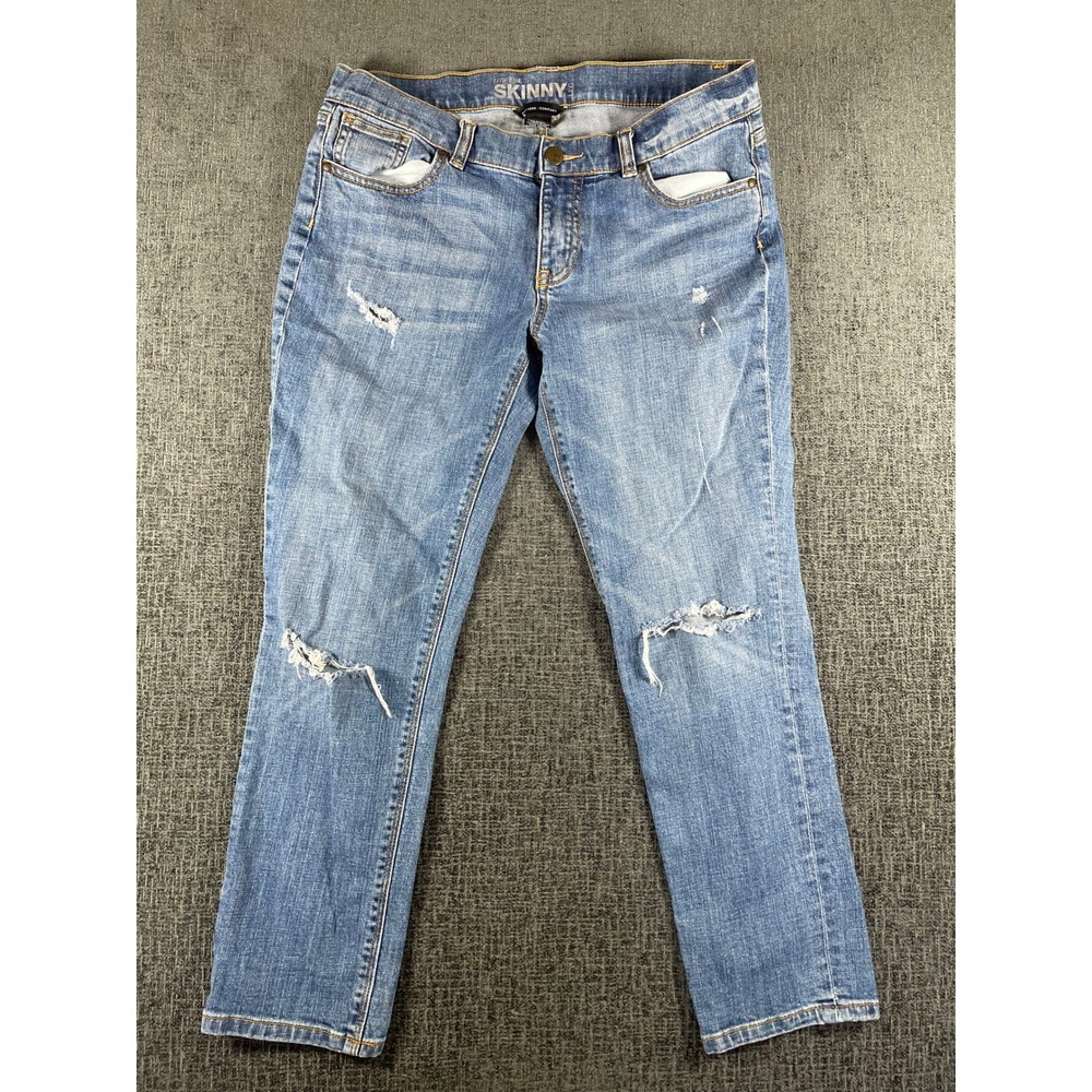 New York & Company Low Rise Skinny Leg Distressed Blue Jeans Womens Size 6